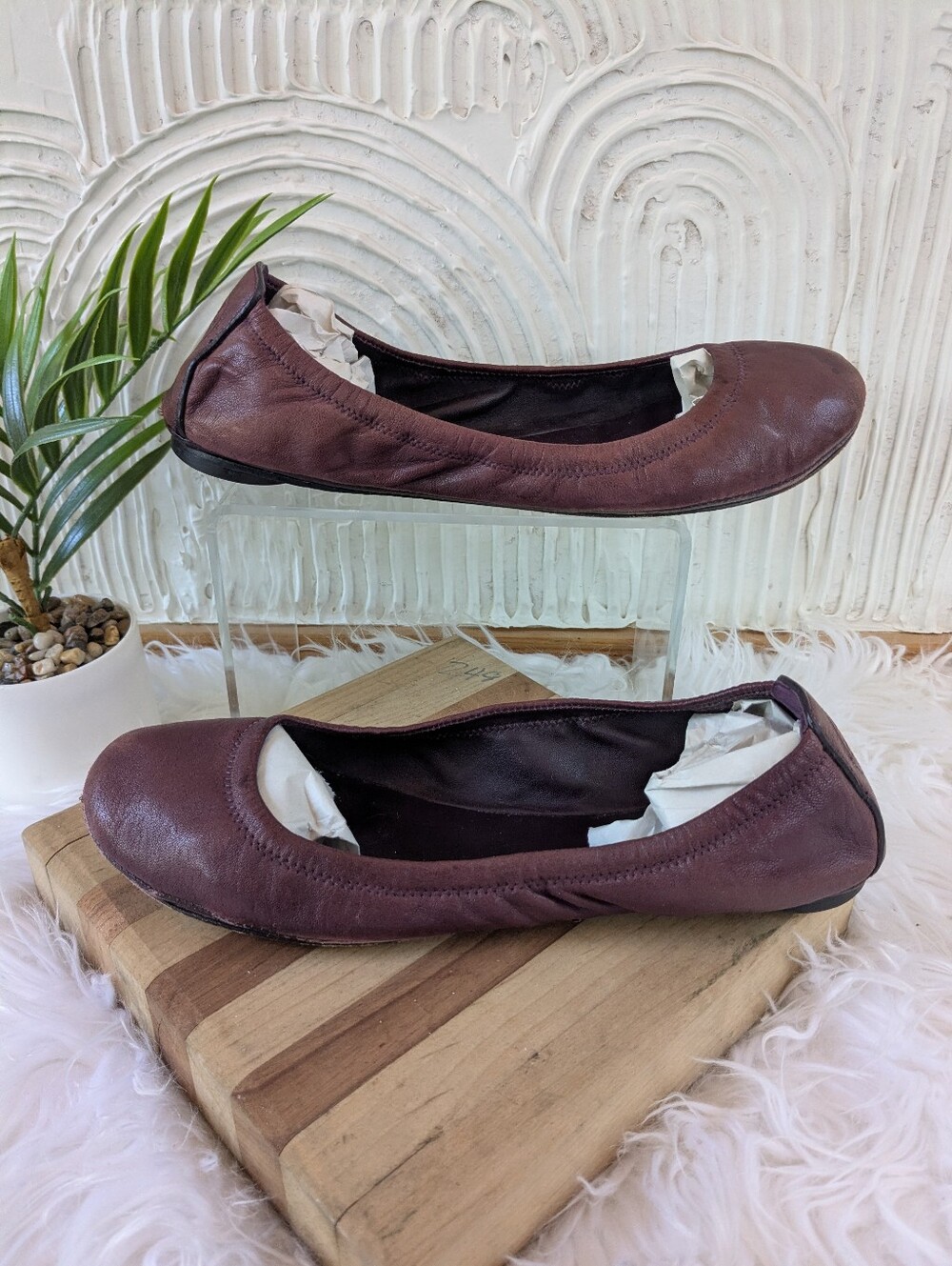 Tory Burch Burgundy Leather Ballet Flats